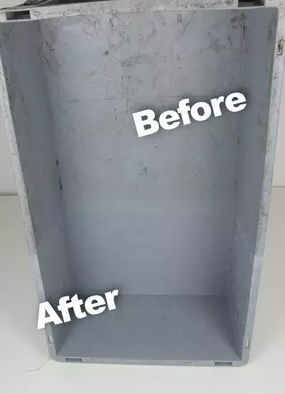 Before and after cleaning polypropylene