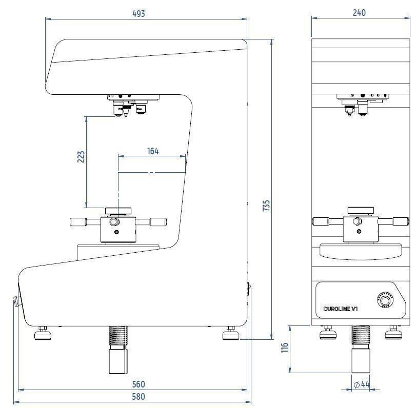 Vickers Hardness Tester dimensions