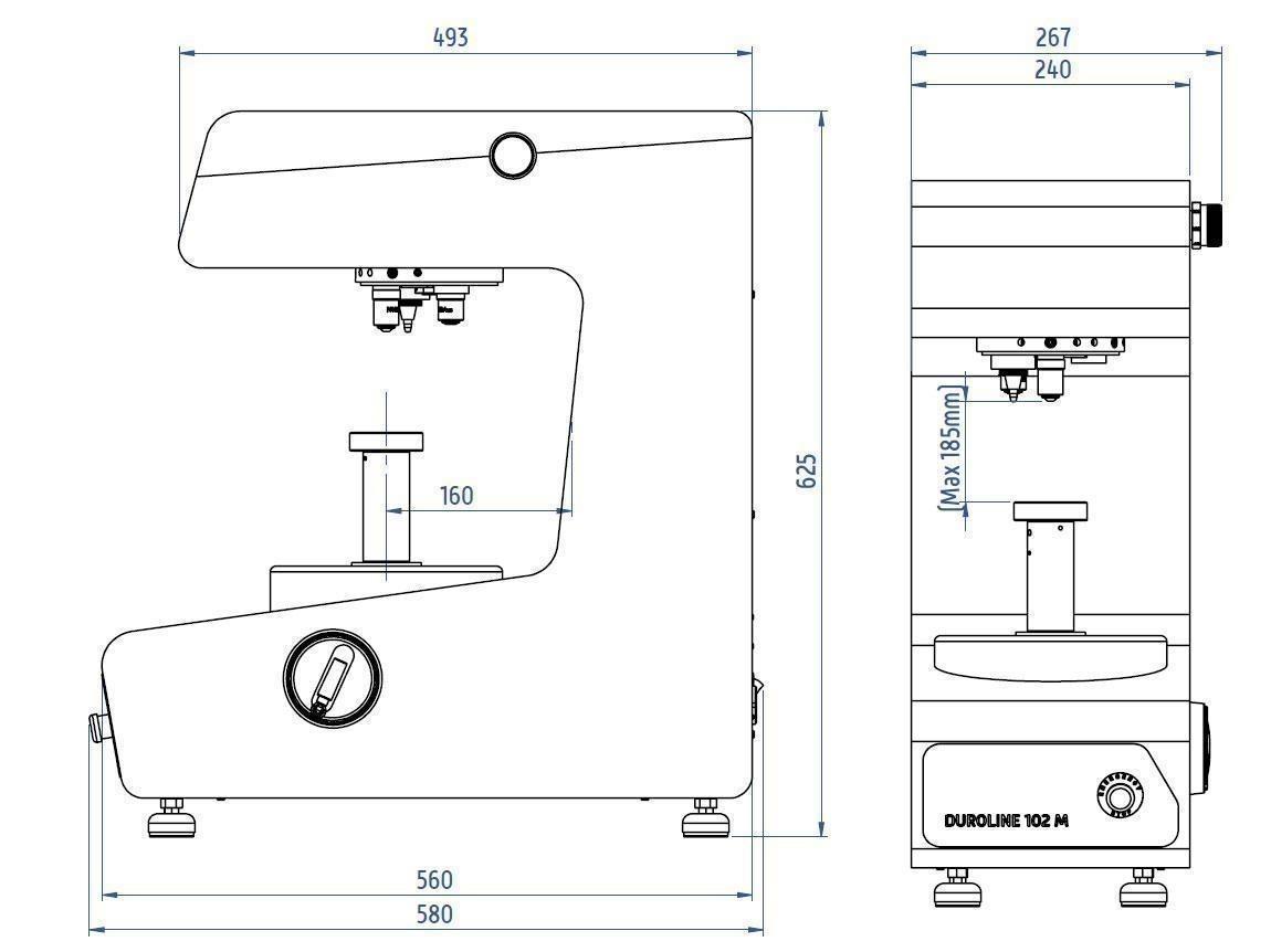 knoop vickers hardness tester dimensions